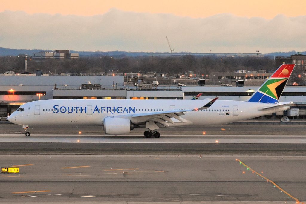 A South African Airways plane on a runway for the travel news recap.