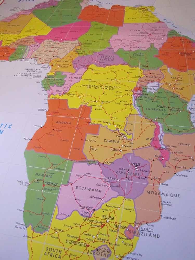 Colourful Wall Map of Africa Drive South Africa